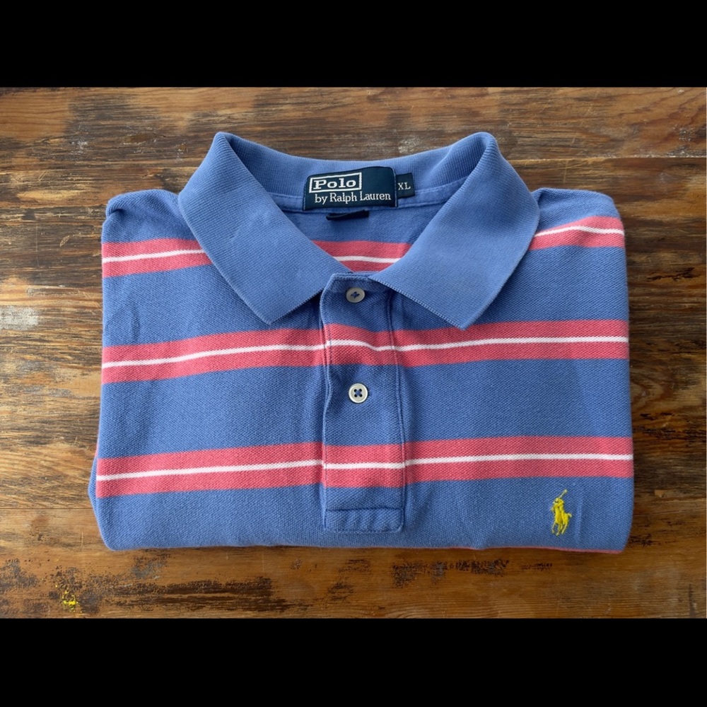Ralph Lauren Blue and Pink Striped Polo Shirt